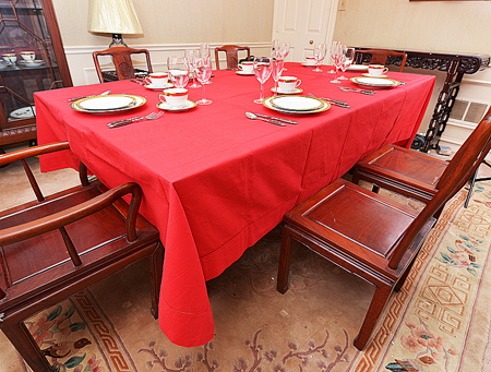 Festive Tablecloth. True Red color. Size:70x140"
